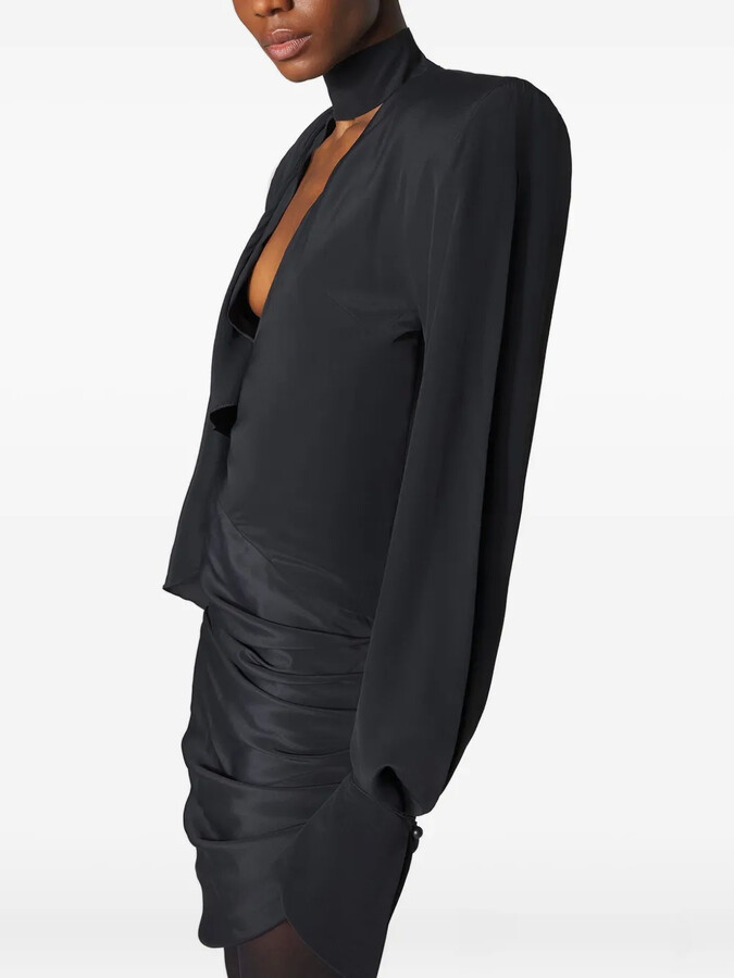 Thierry Mugler Padded-Shoulder High-Neck Mini Dress