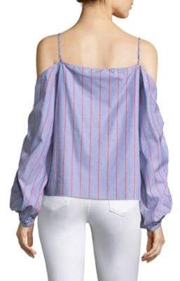 Parker Marden Stripe Cotton Off-The-Shoulder Blouse