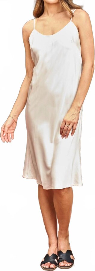 Paparazzi Stretch Satin Slip Dress In Ivory