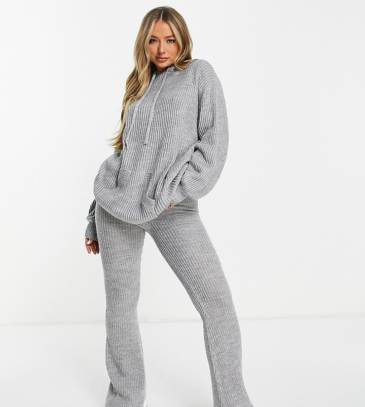 AsYou co-ord knitted hoodie in grey ShopStyle