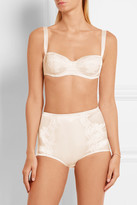 Thumbnail for your product : Dolce & Gabbana Lace-trimmed Stretch-silk Satin Balconette Bra - Ivory