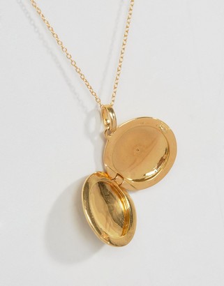 Carrie Elizabeth 14k Gold Vermeil Engraved C Initial Locket with Diamond Detail Locket