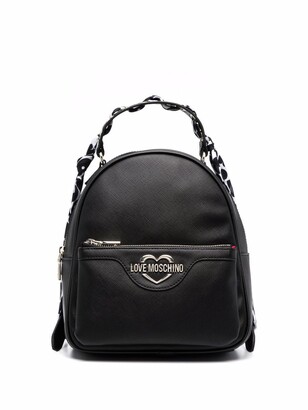 Love Moschino Logo-Plaque Leather-Effect Backpack