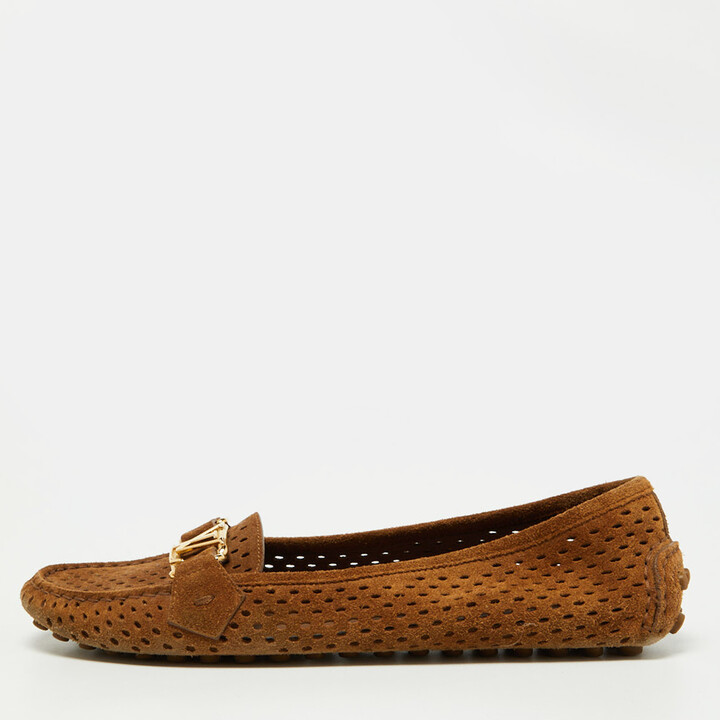 Louis Vuitton Perforated Suede Oxford Loafers - ShopStyle