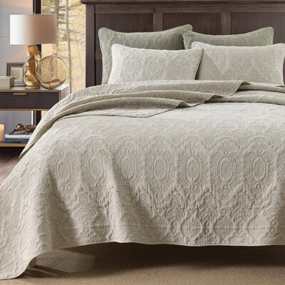 Sleep Zone Cotton Jacquard Quilt Set for All Season 90 x 96
