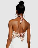 Thumbnail for your product : Topshop Scarf Print Halter Neck Top