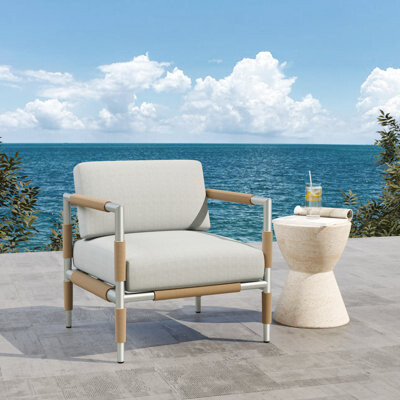 Latitude Run Oriana Aluminum Outdoor Patio Armchair With Thick Cushions