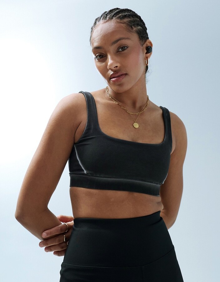 Tala Zahara Medium Support Sports Bra With Half Zip In Brown - Exclusive To  Asos