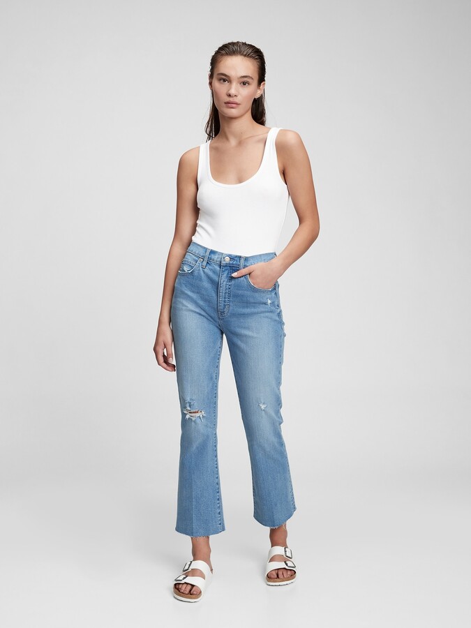 Gap High Rise Distressed Kick Fit Jeans - ShopStyle