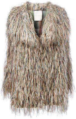 Marco De Vincenzo fur effect midi coat - women - Silk/Polyester/Wool - 40