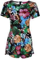 Thumbnail for your product : boohoo Cadence Palm Print Capped Sleeve Playsuit