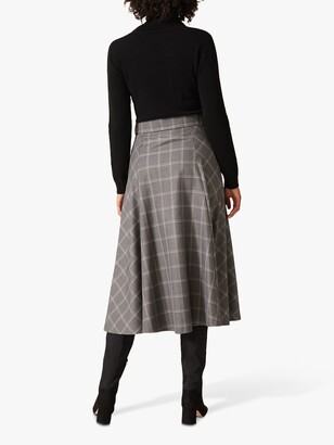 Phase Eight Check A-Line Skirt, Grey