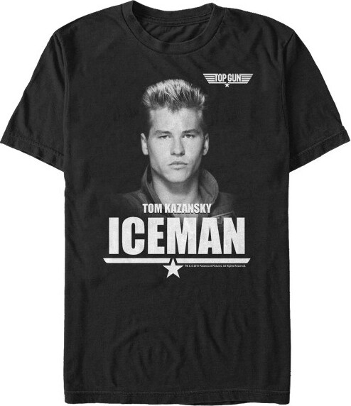 Top Gun Men'sTopGunTom"Iceman"KazanskyT-Shirt-Black-Large