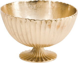 TJMAXX 11X16 Gold Tone Scolloped Fruit Bowl With Pedestal