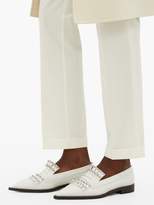 Thumbnail for your product : Alexander McQueen Studded Point-toe Leather Loafers - Ivory