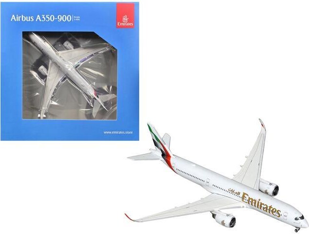 Airbus A350-900 Commercial Aircraft 'Emirates Airlines' (A6-EXB) White with Graphics 1/400 Diecast Model Airplane by GeminiJets