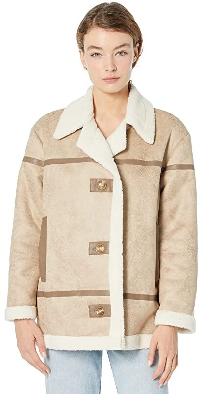 line faux shearling coat