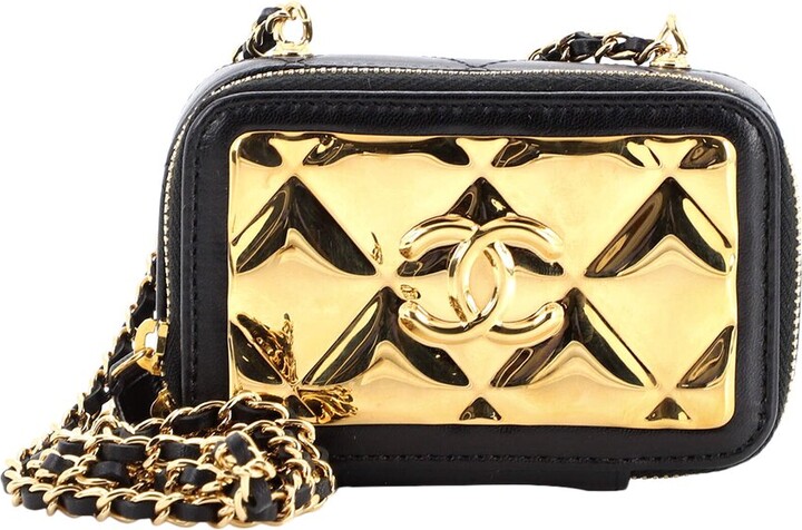 Chanel Black & Gold Quilted Metal & Lambskin Leather Cc Zip Around Clutch  With Chain (Authentic Pre-Owned) - ShopStyle Wallets & Card Holders