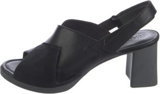 Camper Leather Slingback Sandals Black Rubber Trim Velcro Closure at Sides Includes Dust Bag Unfortunately, due to restrictions, this item may not be eligible for shipping in all areas.