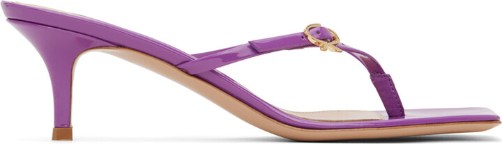 Gianvito Rossi Purple Ribbon Thong 55 Heeled Sandals