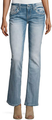 Miss Me Boot-Cut Embellished Pocket Jeans, Light Blue 77B