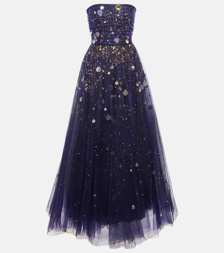 Oscar de la Renta Firefly embellished tulle gown