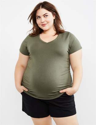 Motherhood Maternity Plus Size Secret Fit Belly Poplin Maternity Shorts