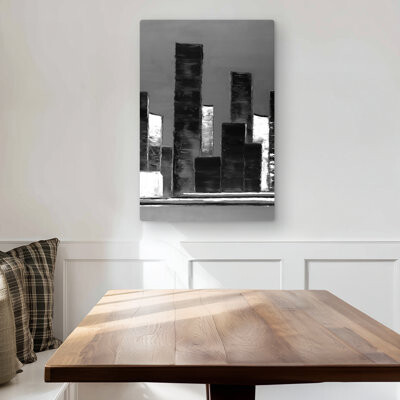 Lark Manor Abstract Black and White Buildings - Cities Shapes Metal Print