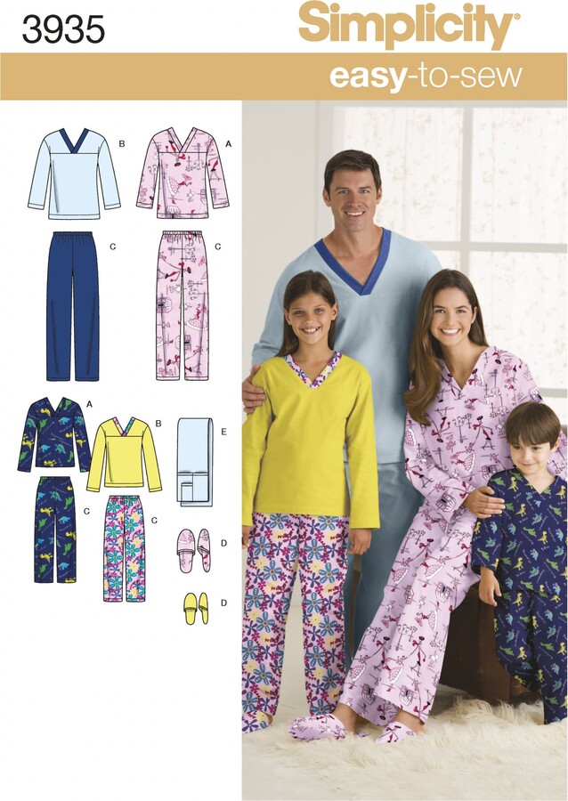 Dunelm Simplicity Family Pyjamas Sewing Pattern Off White - ShopStyle Decor
