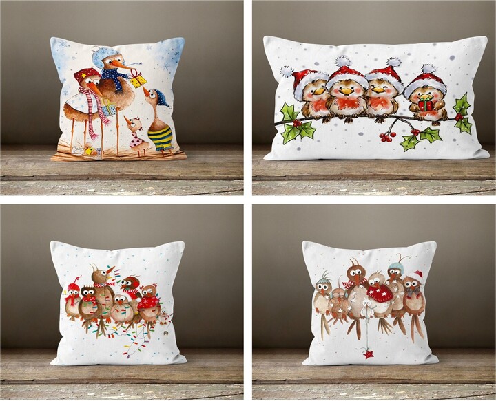 Etsy Winter Birds Pillow Cover|xmas Gift Decor|Decorative Case|xmas Throw Pillow|xmas Gift|Outdoor Cover