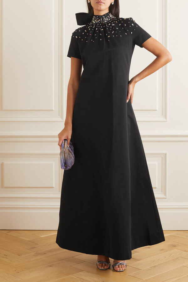 STAUD Ilana Open-back Embellished Cotton-blend Maxi Dress - Black ...