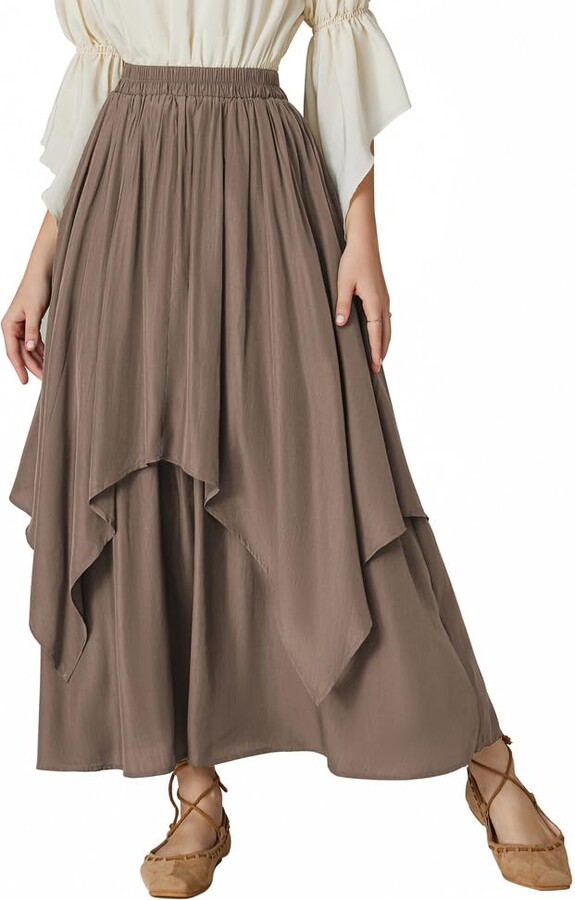 Mittelalter Rock Damen - Renaissance Trachtenrock Mit Elastischem Bund