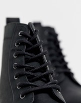 Thumbnail for your product : ASOS DESIGN DESIGN Wide Fit lace up boots in black leather with chunky sole