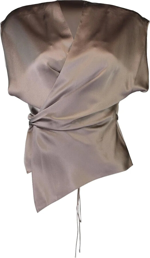 The Sei Wrap-Design Satin Blouse