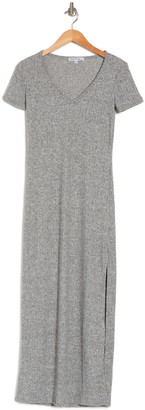 Velvet Torch V-Neck Ribbed Knit Maxi Dress