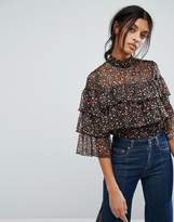 Thumbnail for your product : Gestuz Ruffle Small Flower Print Top