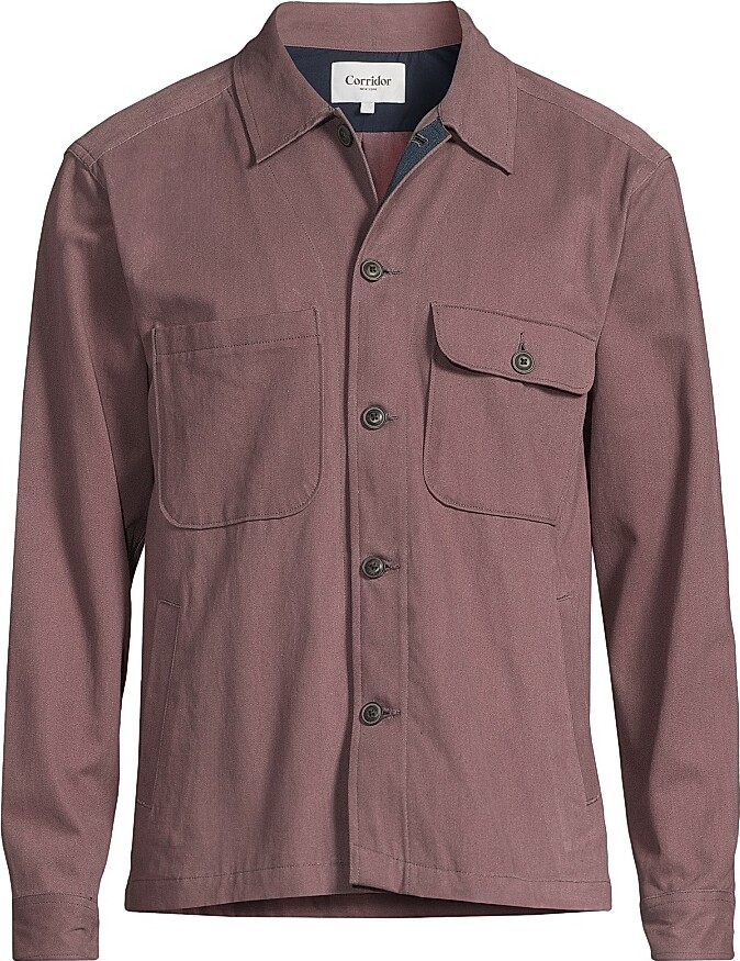 Corridor Men's Dreamweaver Twill Button-Front Military Jacket - Purple - Size Large