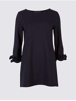 M&S Collection Cotton Rich Ruffle Cuff 3/4 Sleeve Tunic
