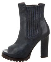 Thumbnail for your product : Brunello Cucinelli Leather Peep-Toe Ankle Boots w/ Tags