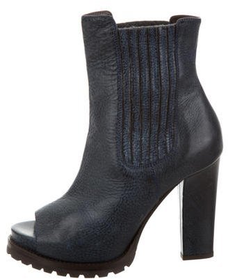 Brunello Cucinelli Leather Peep-Toe Ankle Boots w/ Tags
