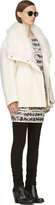 Thumbnail for your product : Helmut Lang Ivory Wool Oversize Fur Collar Jacket