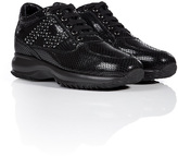 Thumbnail for your product : Hogan Embossed Leather Interactive Sneakers with Swarovski Crystal