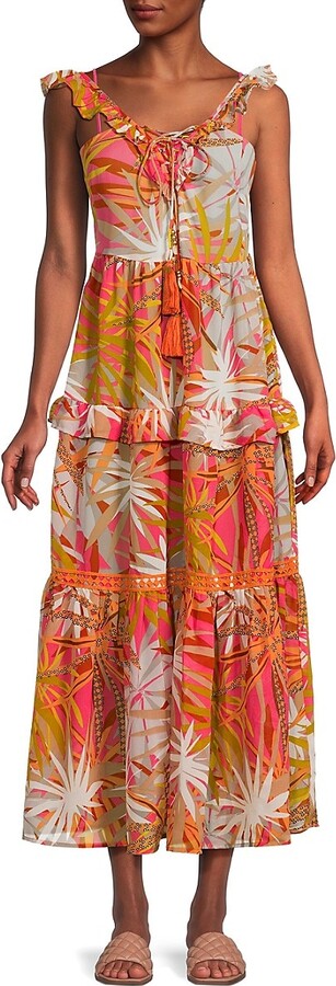 True Destinations Leaf Print Tiered Maxi Dress - ShopStyle Swimsuit ...