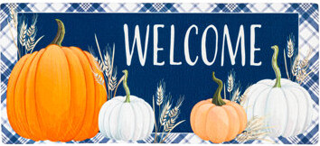 Arlmont & Co. Leviner Blue and White Plaid Pumpkins Sassafras Insert Switch Mat