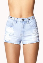 Thumbnail for your product : Forever 21 studded distressed denim shorts