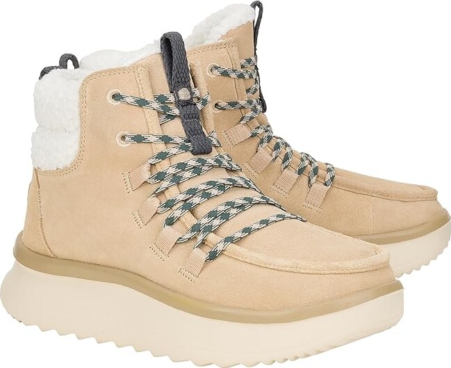 Hey Dude Wendy Peak Apres Suede Cozy Women's Boots Sand Beige : 12 M Leather/Suede