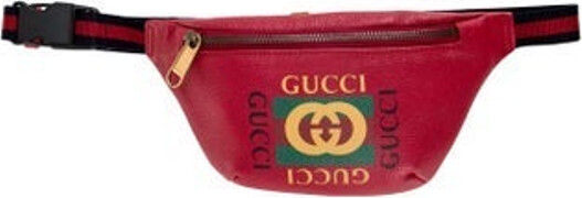 Gucci Belt Bag Red Leather Web Accent, Interlocking G Logo & Sylvie Web Accent Antiqued Gold-Tone Hardware Adjustable Waist Strap Canvas Lining Zip Closure at Front Unfortunately, due to restrictions, this item may not be eligible for shipping in all areas.
