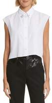 Thumbnail for your product : Helmut Lang Safety Pin Cotton Poplin Crop Top