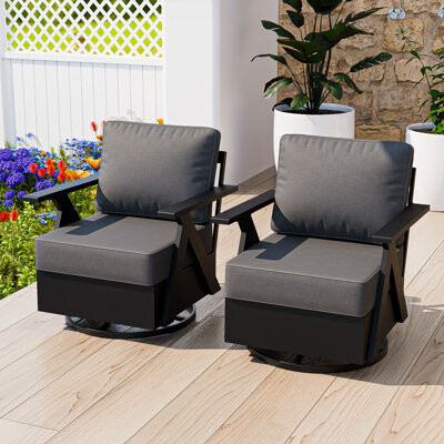Hokku Designs Aluminum Swivel Gliders Patio Chair with Cushions(Set of 2)