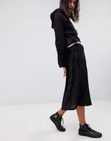 Thumbnail for your product : ASOS Design perforated pleated midi skirt with sports tapped waistband